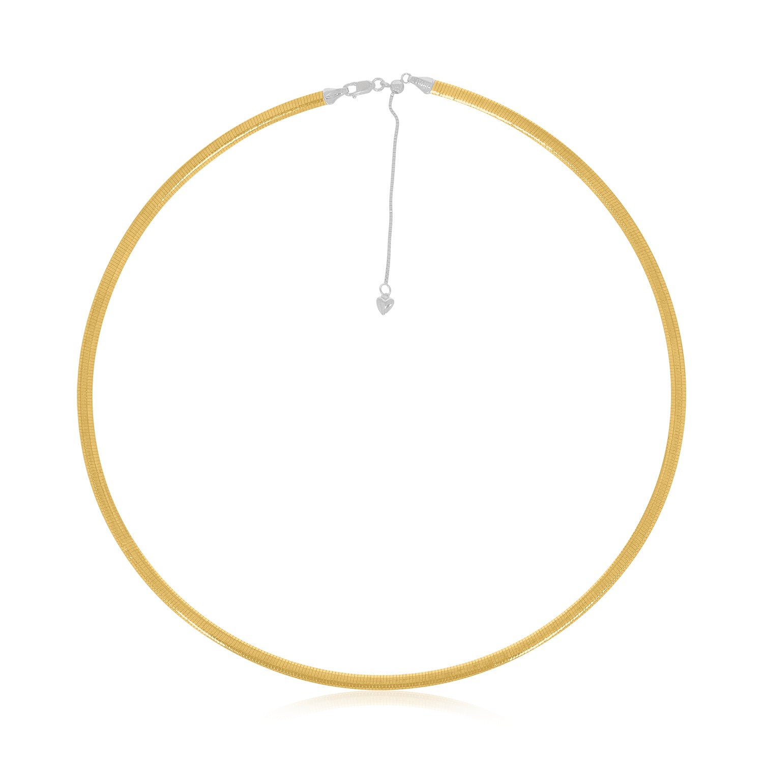 Two Tone Reversible Omega Chain Necklace In 14k Yellow Gold And Sterling  Silver, 3mm, 16