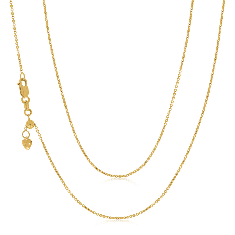 9ct Yellow Gold 45-50cm Adjustable Cable Chain