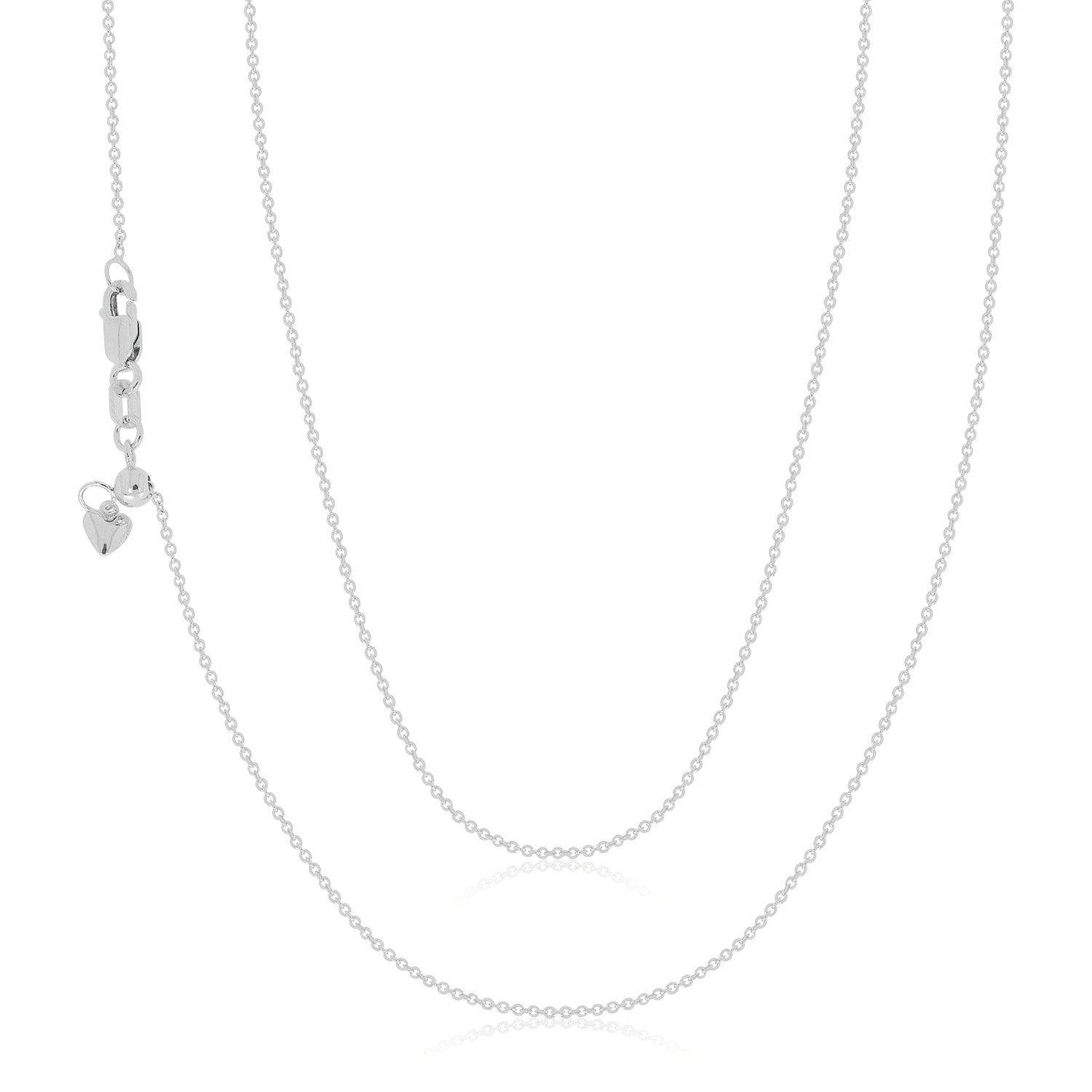 9ct White Gold 45-50cm Adjustable Cable Chain