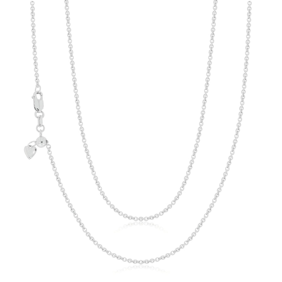 9ct White Gold 50-55cm Adjustable Cable Chain