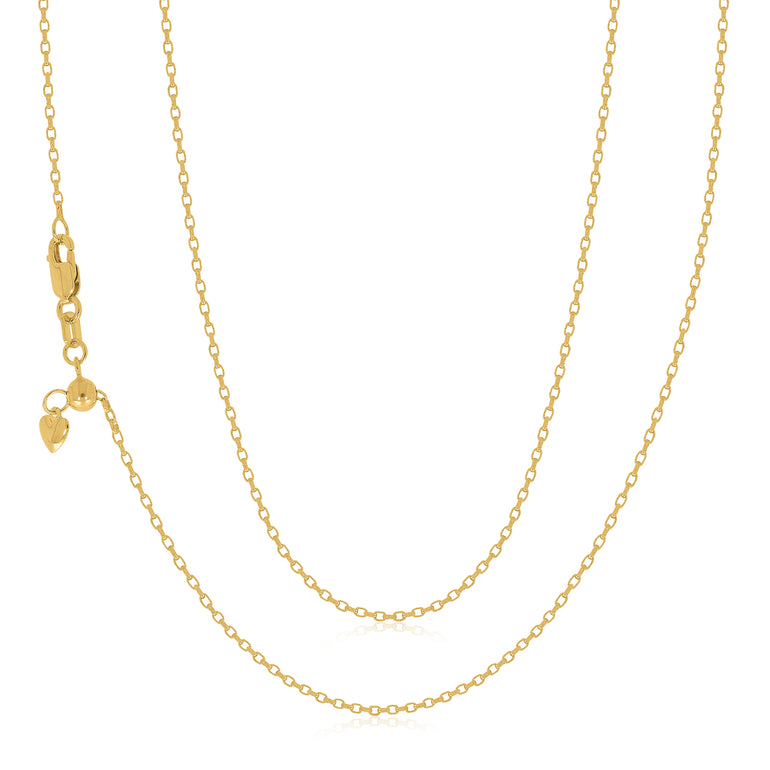 9ct Yellow Gold 50-55cm Adjustable Round Belcher Chain