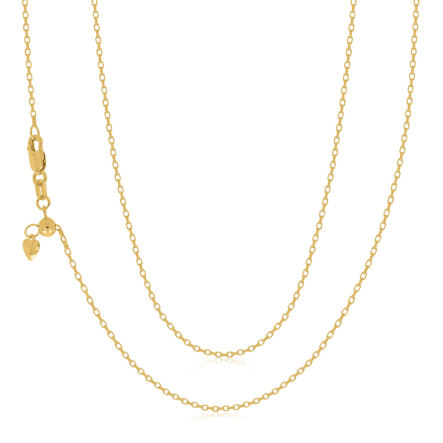 9ct Yellow Gold 50-55cm Adjustable Round Belcher Chain