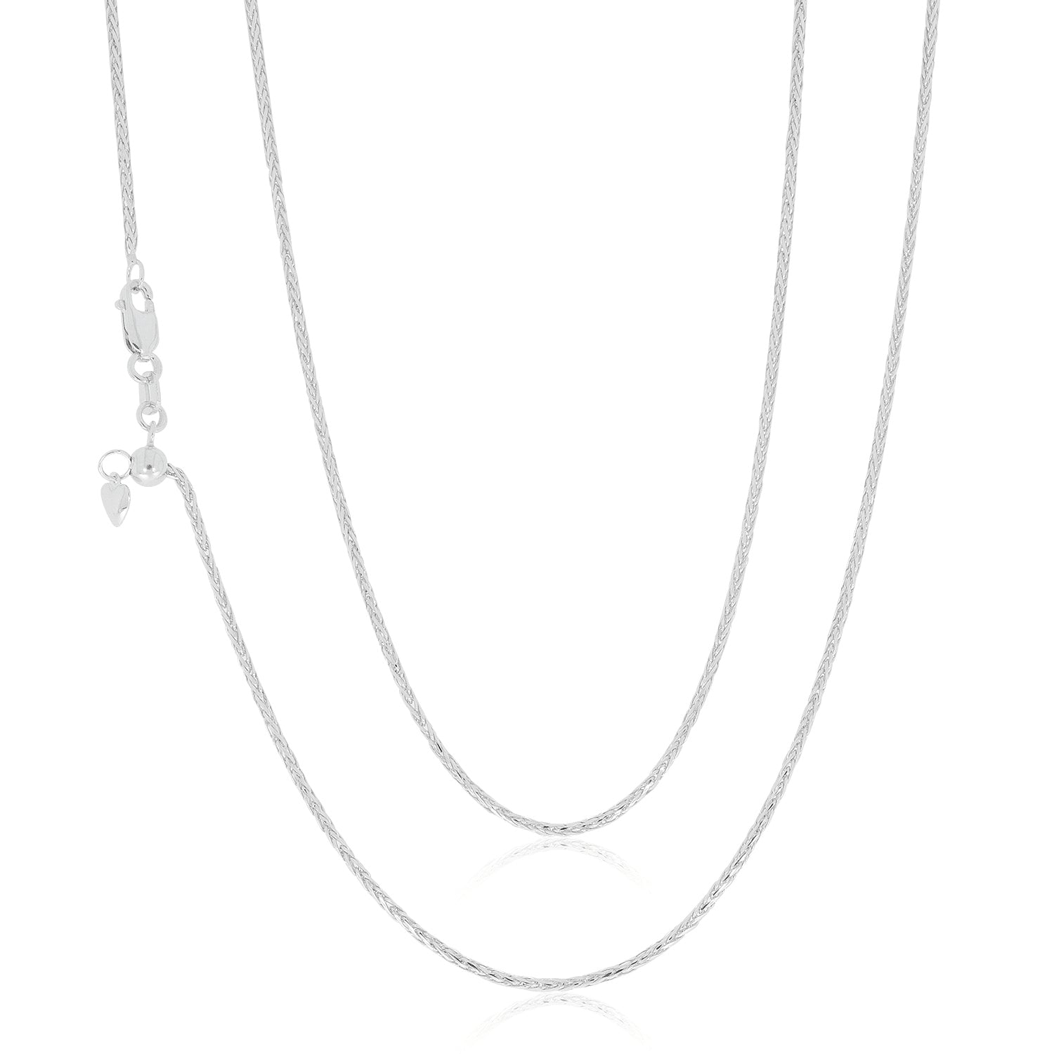 9ct White Gold 45-50cm Adjustable Wheat Chain