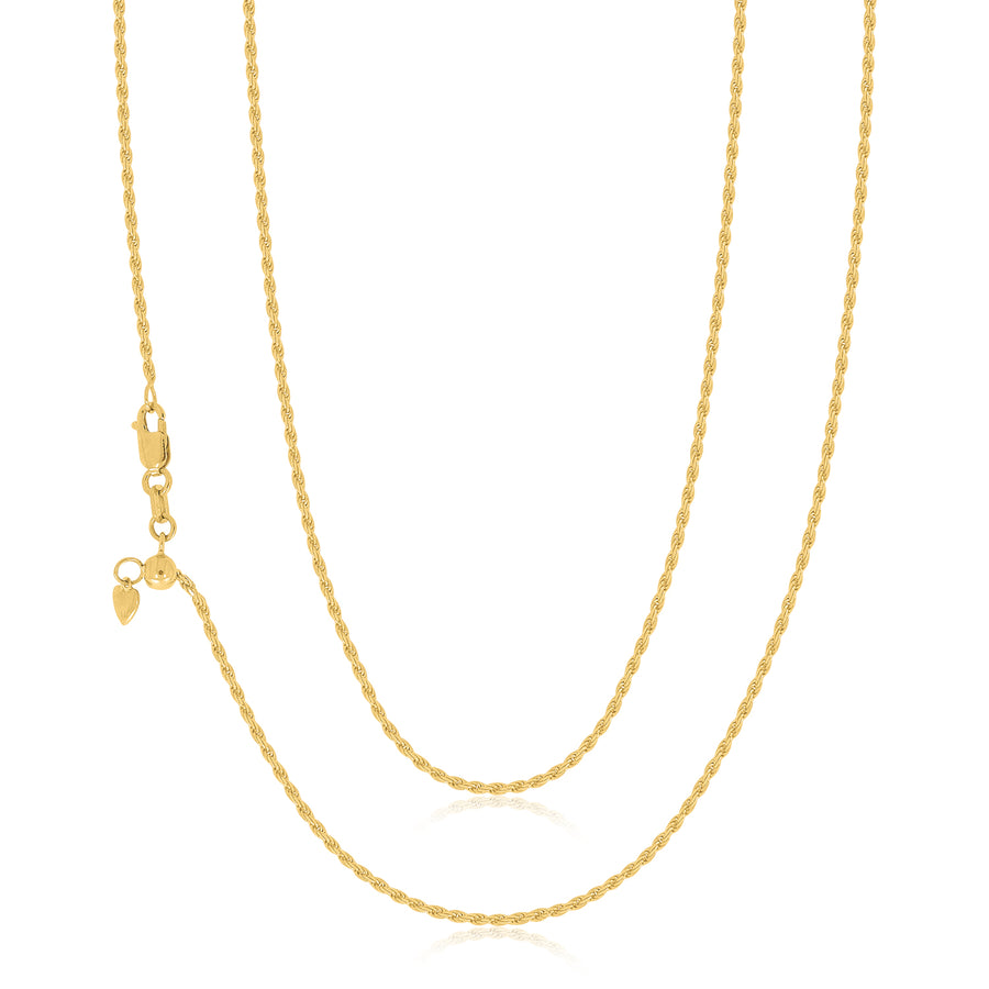 9ct Yellow Gold 45-50cm Adjustable Round Belcher Chain