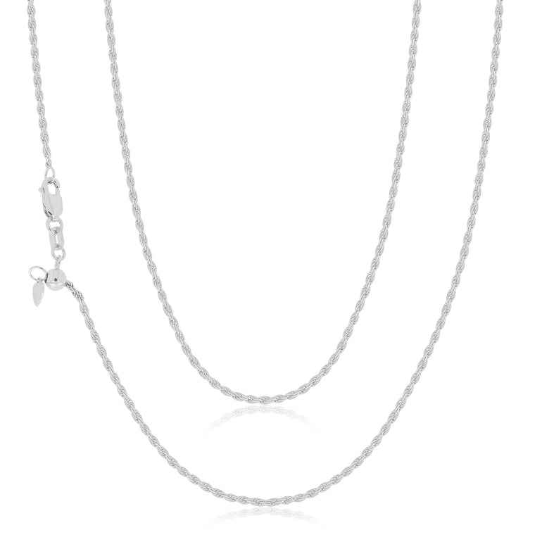 9ct White Gold 45-50cm Adjustable Rope Chain