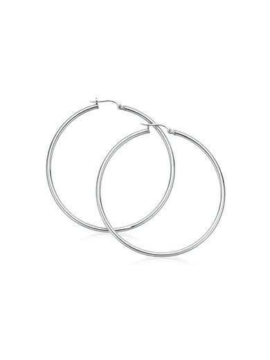 9ct White Gold Round 45mm Polished Hoop Earrings