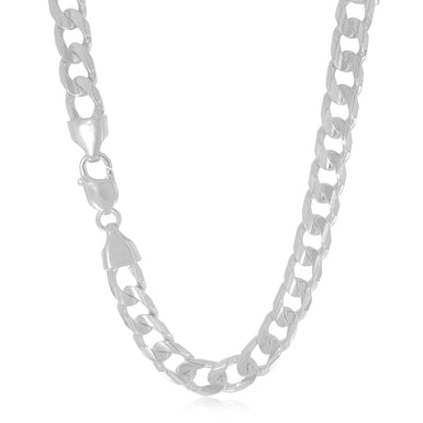 Sterling Silver 10mm Bevelled Diamond Cut Curb 55cm Chain