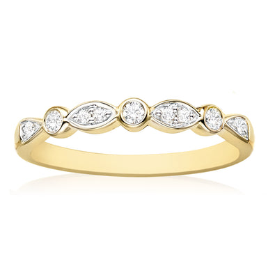 9ct Yellow Gold Round Brilliant Cut with 0.15 CARAT tw of Diamonds Ring