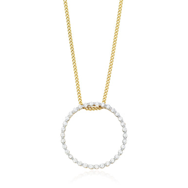 9ct Yellow Gold Round Brilliant Cut with 1/2 CARAT tw of Diamond Pendant