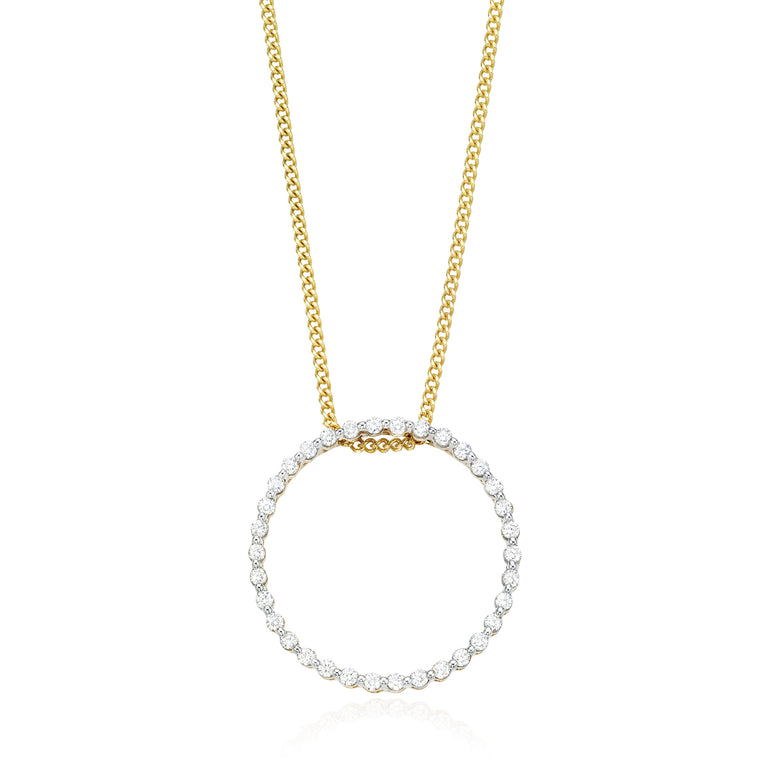 9ct Yellow Gold Round Brilliant Cut with 1/2 CARAT tw of Diamond Pendant