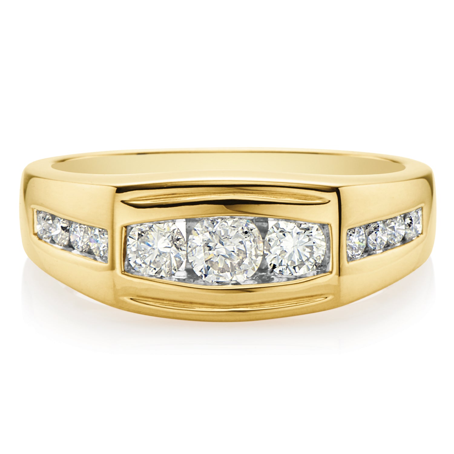 9ct Yellow Gold 0.40ct Baguette & Round Brilliant Centre with Halo Diamond  Ring - Diamonds from Faith Jewellers UK