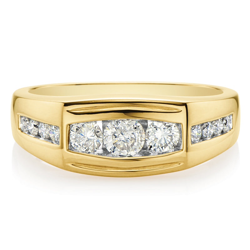 9ct Yellow Gold Round Brilliant Cut with 1 CARAT tw of Diamonds Ring