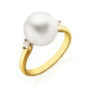 9ct Yellow Gold Cultured Freshwater Pearl & 0.12 Carat tw of Diamonds Ring