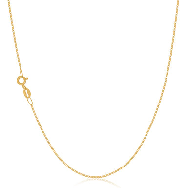 9ct Yellow Gold 40 cm Diamond Cut Curb Chain