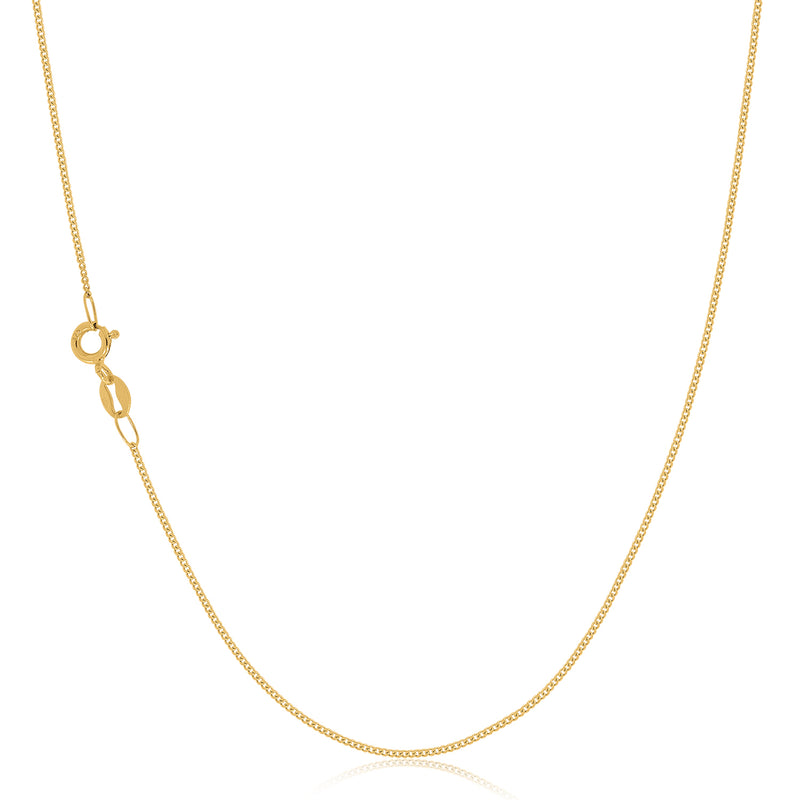 9ct Yellow Gold 40 cm Diamond Cut Curb Chain