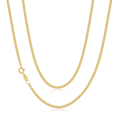 9ct Yellow Gold 45cm Diamond Cut Double Curb Chain