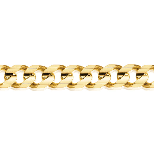9ct Yellow Gold 8mm Bevelled Diamond Cut Curb 23cm Bracelet