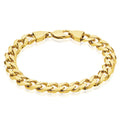 9ct Yellow Gold 9mm Bevelled Diamond Cut Curb Bracelet in 23cm