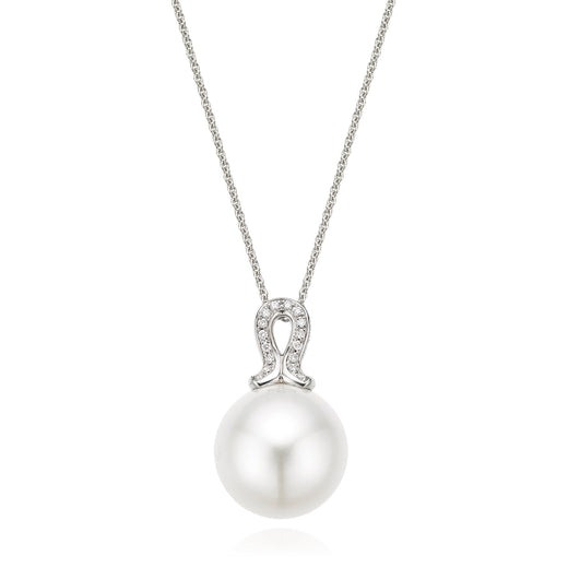 Perla By Autore 18ct White Gold 13mm South Sea Pearl Diamond Set Pendant