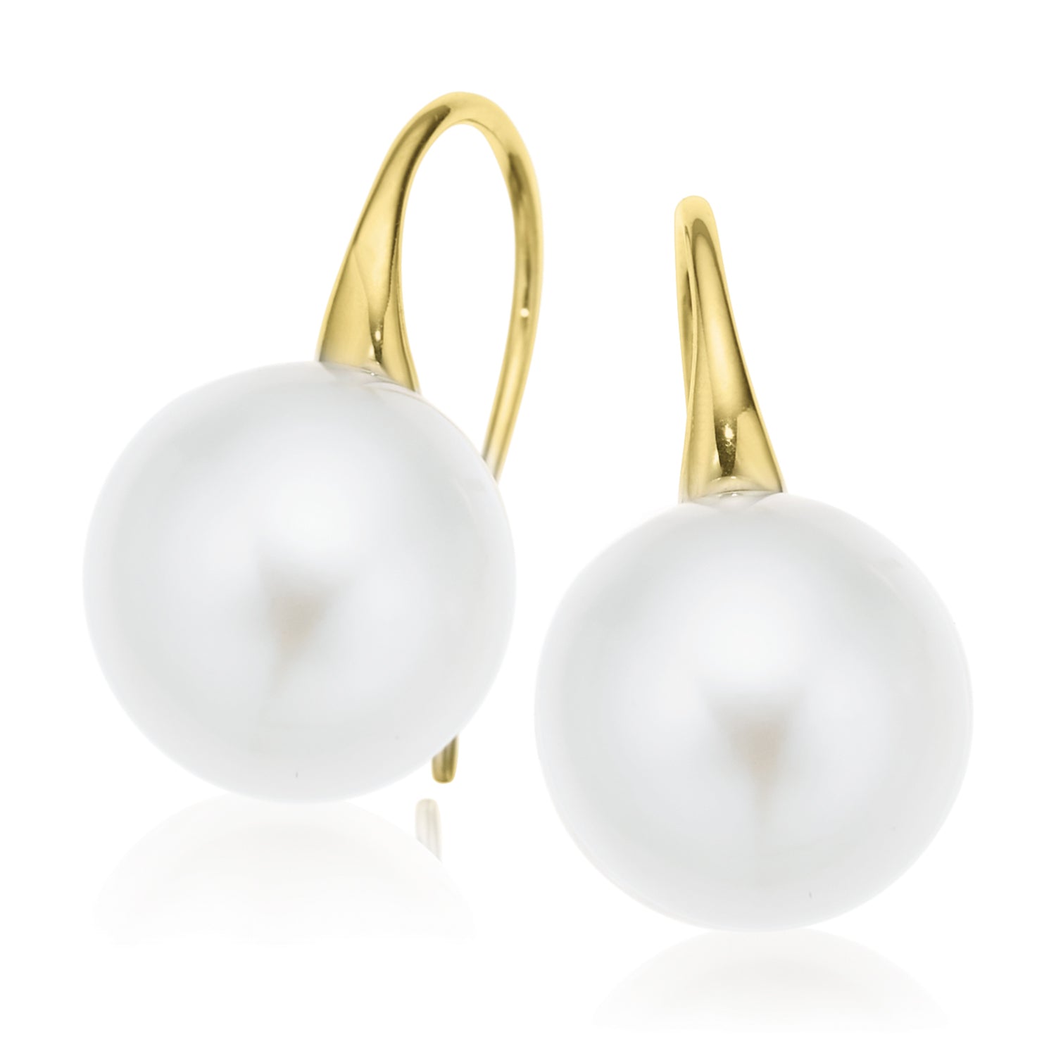 Yellow gold pearl earrings, Pearl dangle earrings at ₹1950 | Azilaa