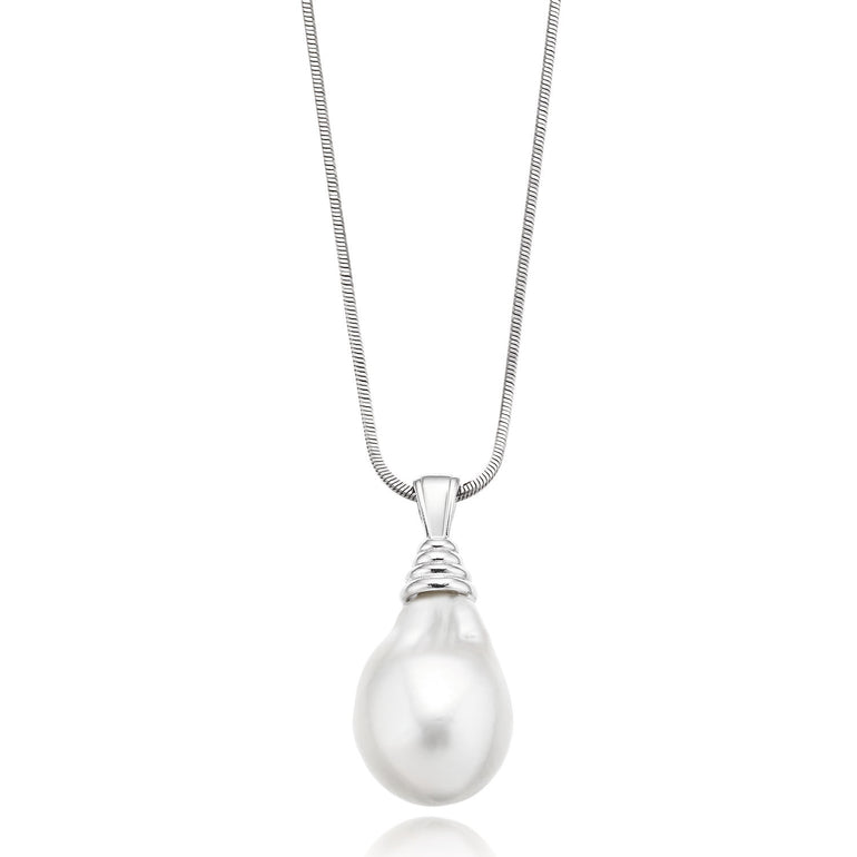 Sterling Silver 13-14mm Cultured Freshwater Pearl Pendant