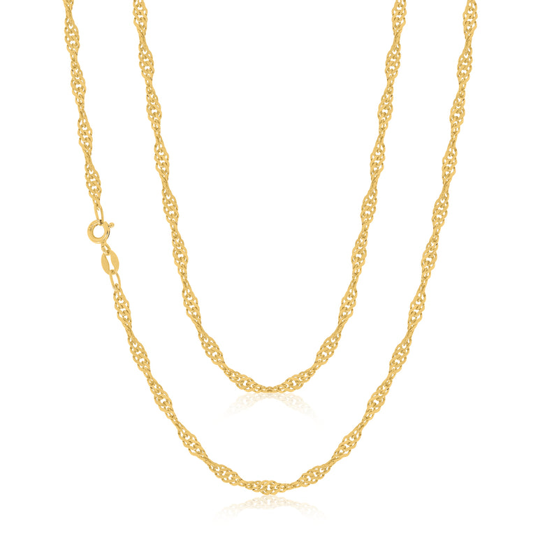 9ct Yellow Gold 50cm Singapore Twist Chain