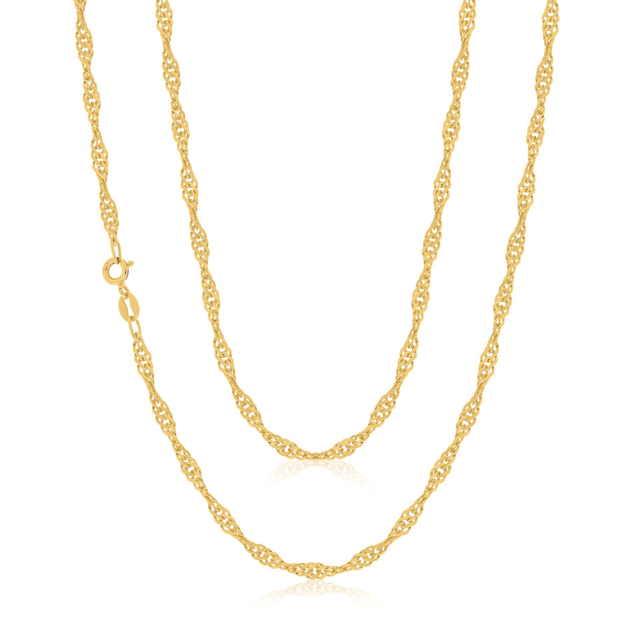 9ct Yellow Gold 50cm Singapore Twist Chain