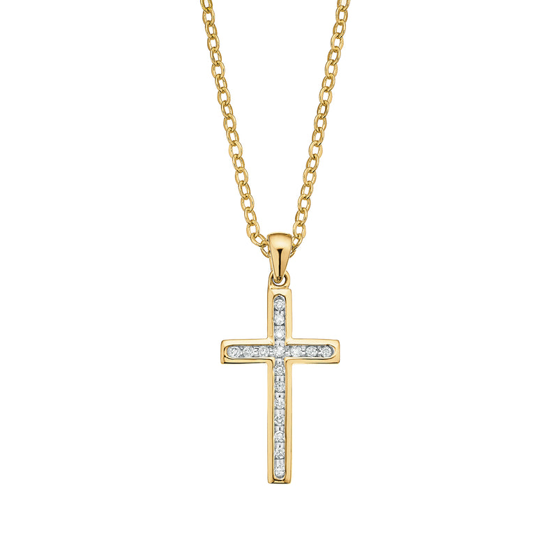 9ct Yellow Gold Round Brilliant Cut with 0.10 CARAT tw of Diamond Pendant