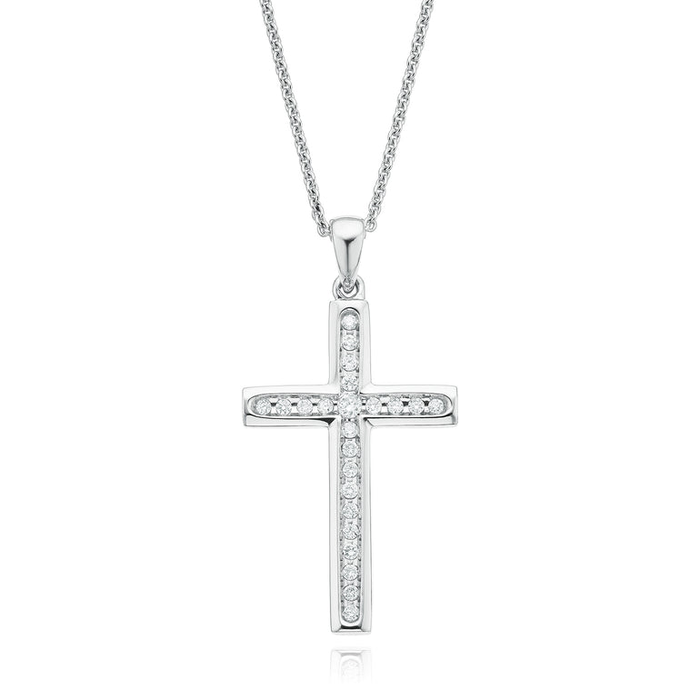 9ct White Gold Round Brilliant Cut with 0.15 CARAT tw of Diamond Pendant