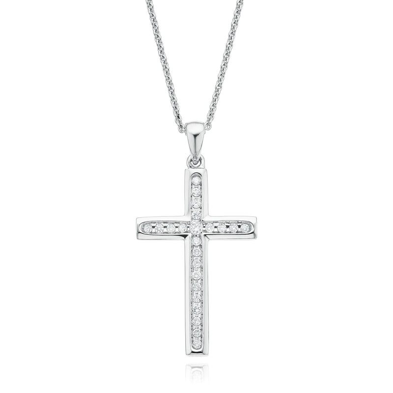 9ct White Gold Round Brilliant Cut with 0.15 CARAT tw of Diamond Pendant