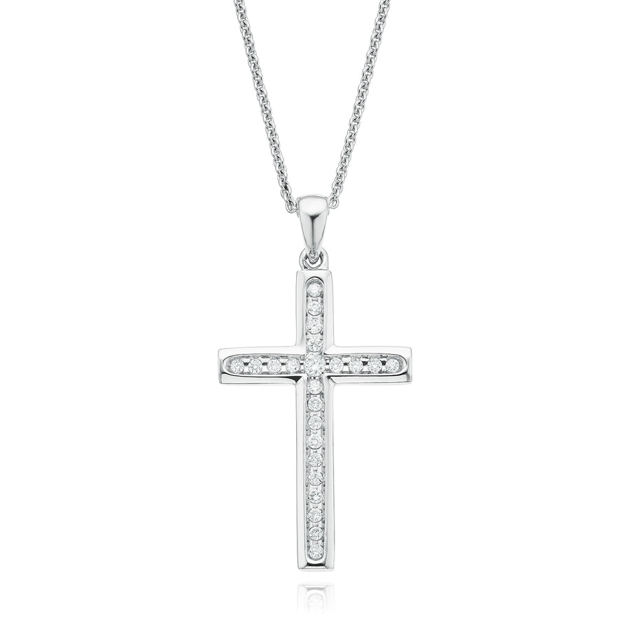 9ct White Gold Round Brilliant Cut with 0.15 CARAT tw of Diamond Pendant