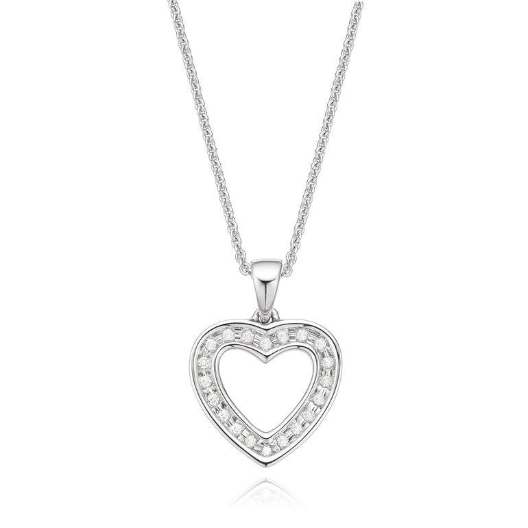 9ct White Gold Round Brilliant Cut with 0.10 CARAT tw of Diamond Pendant