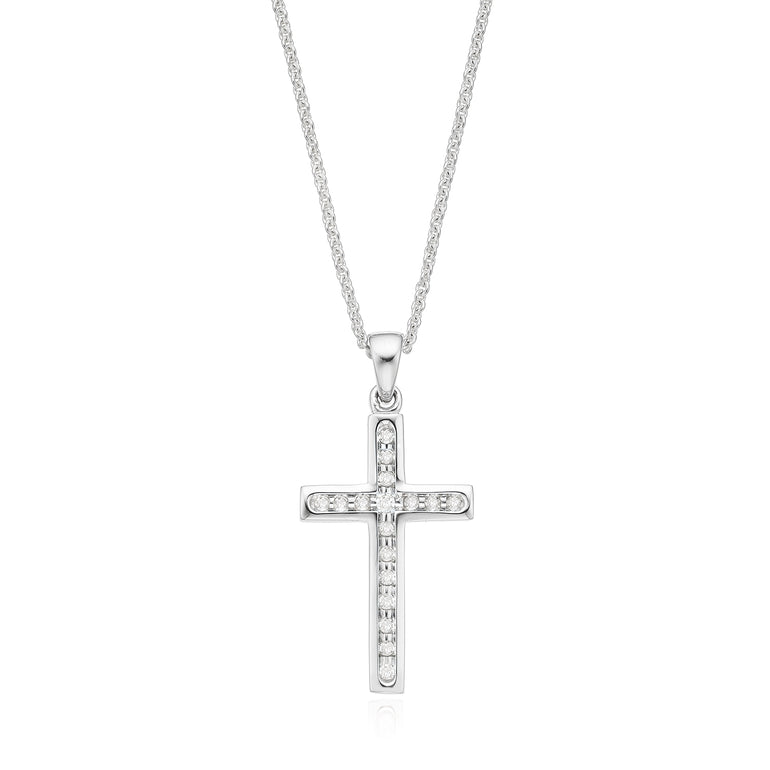 9ct White Gold Round Brilliant Cut with 0.10 CARAT tw of Diamond Pendant