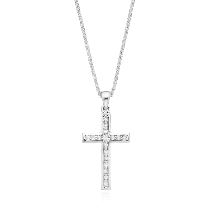 9ct White Gold Round Brilliant Cut with 0.10 CARAT tw of Diamond Pendant