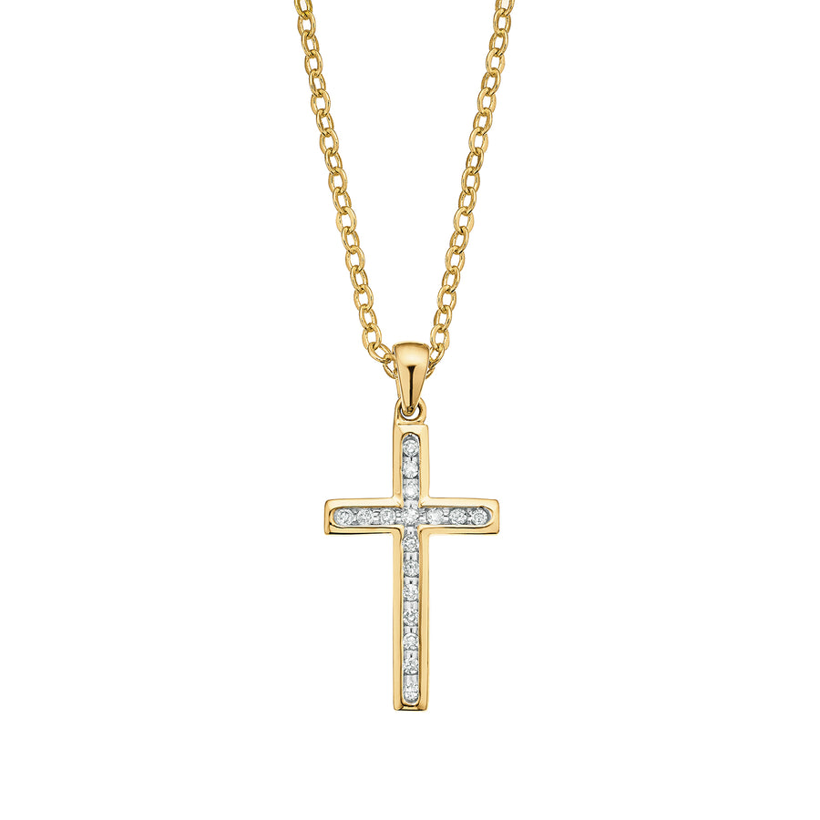 9ct Yellow Gold Round Brilliant Cut with 0.15 CARAT tw of Diamond Pendant