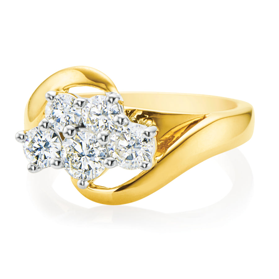 18ct Two Tone Gold Round Brilliant Cut with 1 CARAT tw of Diamonds Ring