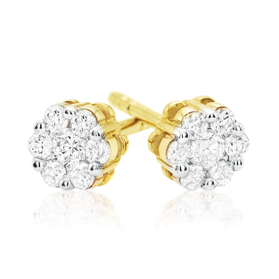 9ct Yellow Gold Round Brilliant Cut with 1/4 CARAT tw of Diamonds Earrings