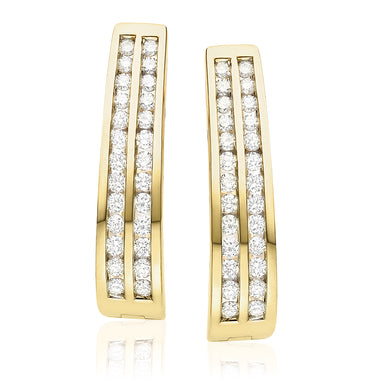 9ct Yellow Gold Round Brilliant Cut with 1 CARAT tw of Diamonds Earrings