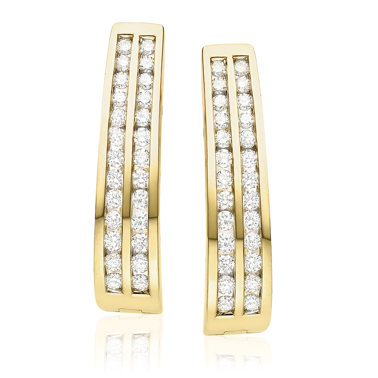 9ct Yellow Gold Round Brilliant Cut with 1 CARAT tw of Diamonds Earrings