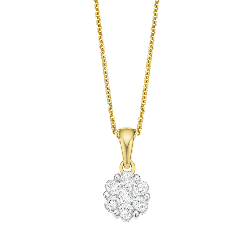 9ct Yellow Gold Round Brilliant Cut with 1/4 CARAT tw of Diamond Pendant
