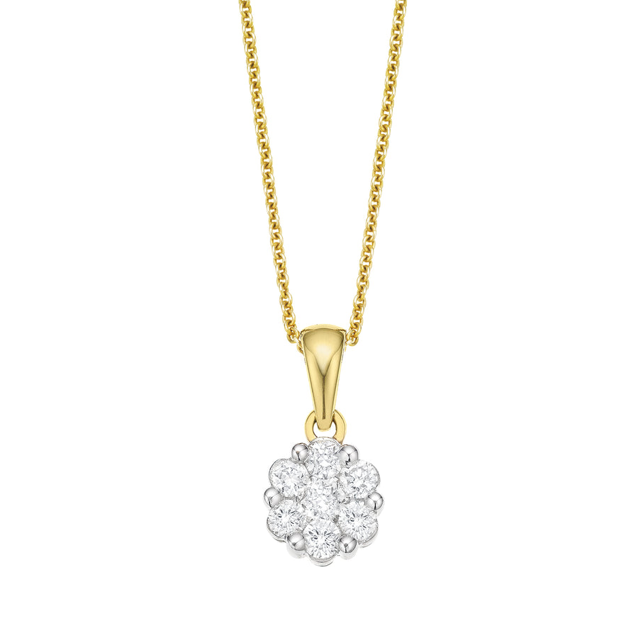9ct Yellow Gold Round Brilliant Cut with 1/4 CARAT tw of Diamond Pendant