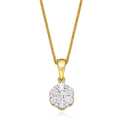 9ct Yellow Gold Round Brilliant Cut with 1/2 CARAT tw of Diamond Pendant
