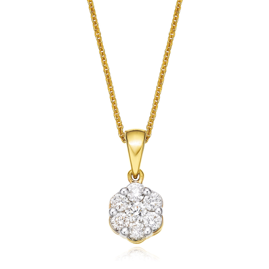 9ct Yellow Gold Round Brilliant Cut with 1/2 CARAT tw of Diamond Pendant