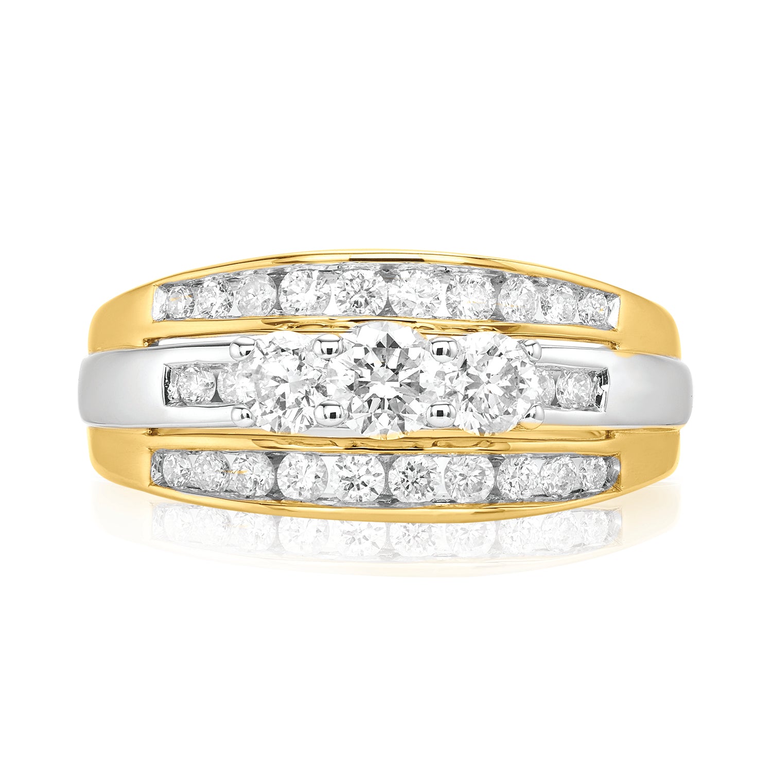 18ct Two Tone Gold Round Brilliant Cut with 1 CARAT tw of Diamonds Ring