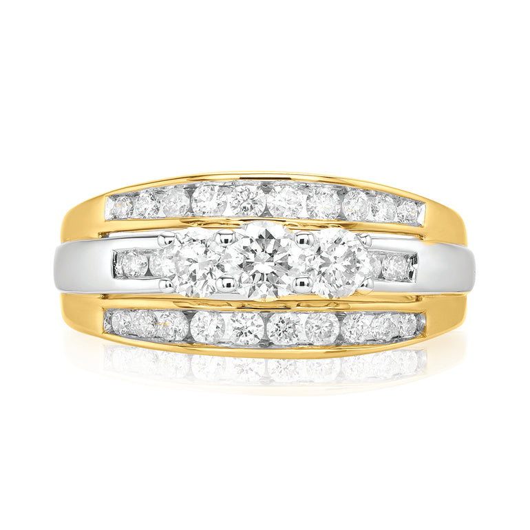 18ct Two Tone Gold Round Brilliant Cut with 1 CARAT tw of Diamonds Ring