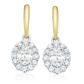 18ct Two Tone Gold Oval & Round Brilliant Cut with 1 CARAT tw of Diamonds Earrings