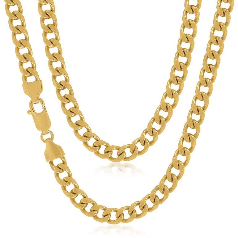9ct Yellow Gold 55cm Diamond Cut Bevel and Square Curb Chain