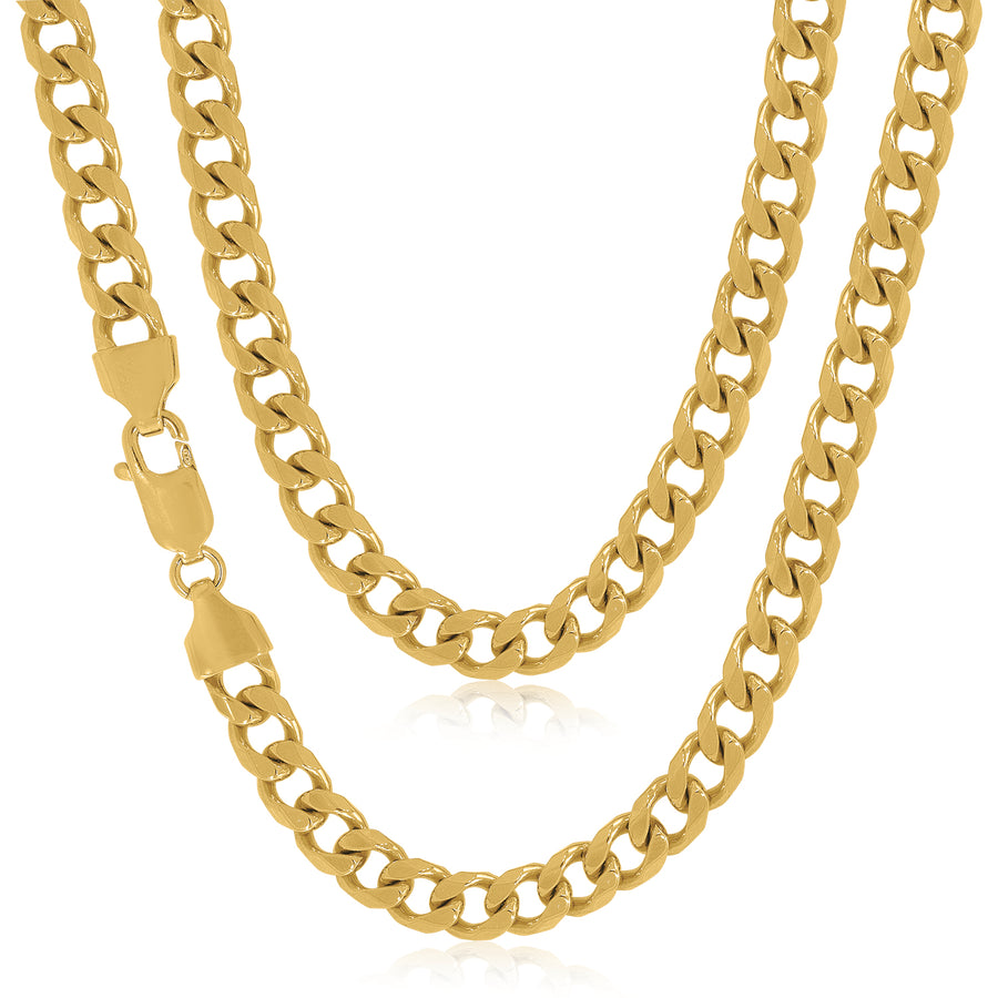 9ct Yellow Gold 55cm Diamond Cut Bevel and Square Curb Chain