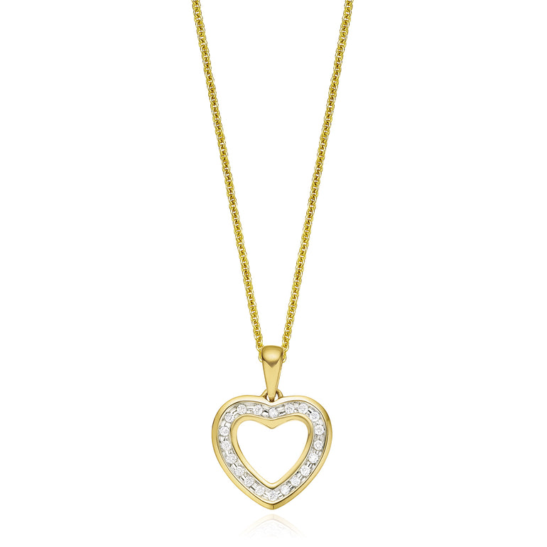 9ct Yellow Gold Round Brilliant Cut with 0.10 CARAT tw of Diamonds Pendant