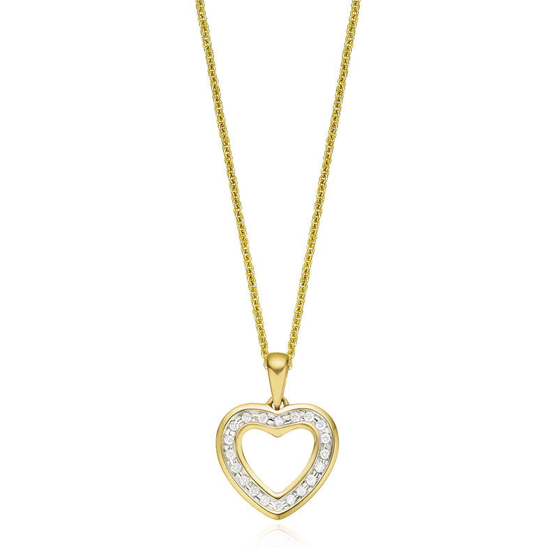 9ct Yellow Gold Round Brilliant Cut with 0.10 CARAT tw of Diamonds Pendant